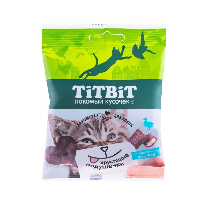 Хрустящие подушечки для кошек с паштетом из утки, 30 г